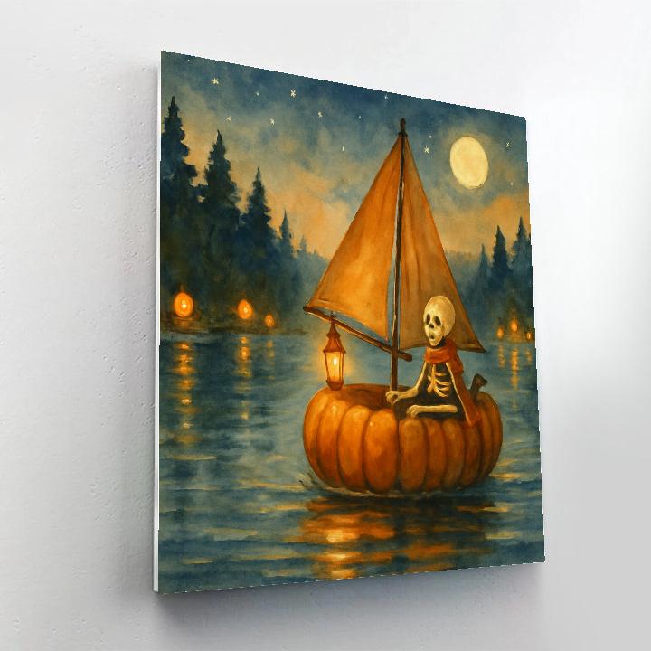 Jack O Lantern Sailboat On Cider Lake Numbered painting kits