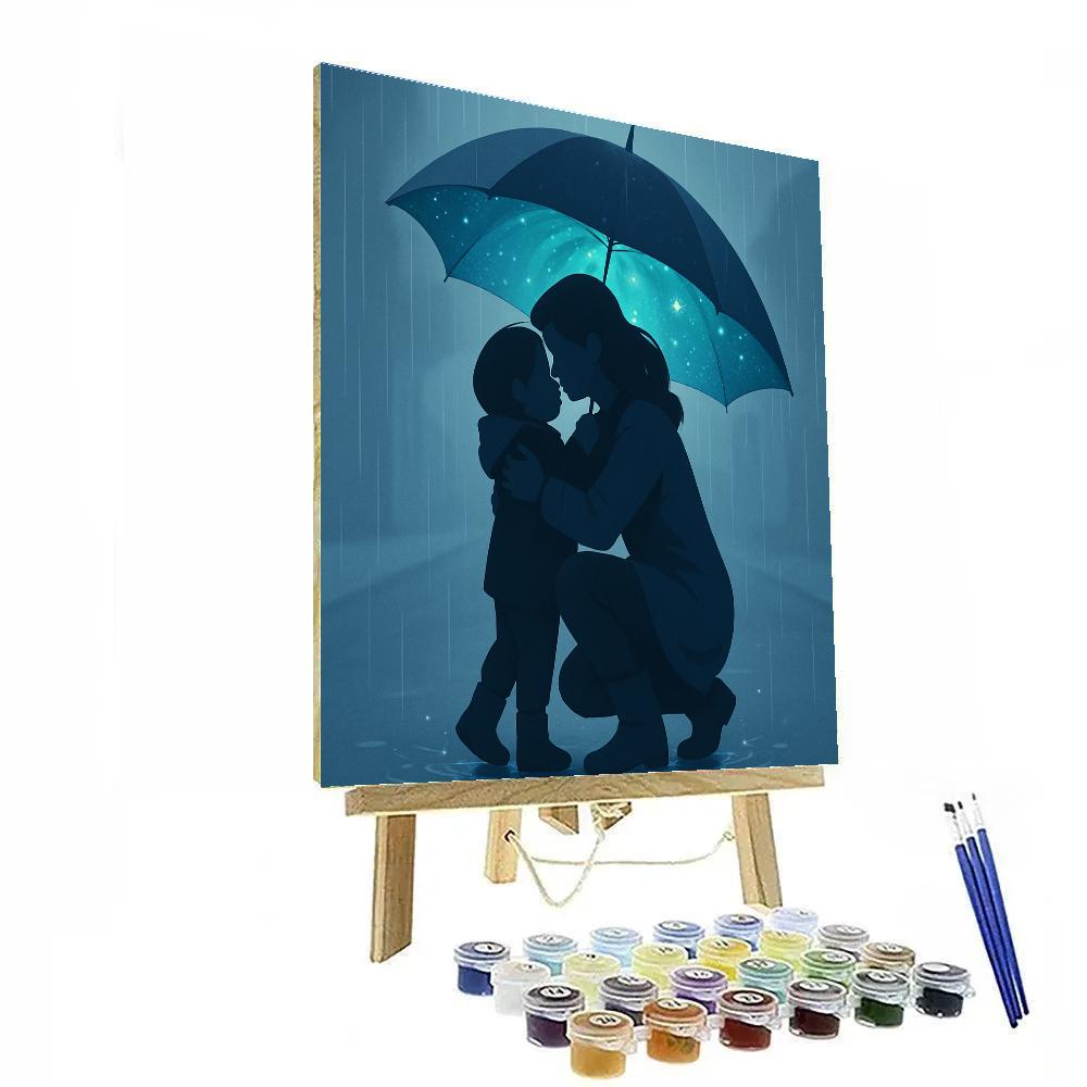 Rainy Day Umbrella Galaxy Hug painting number kit