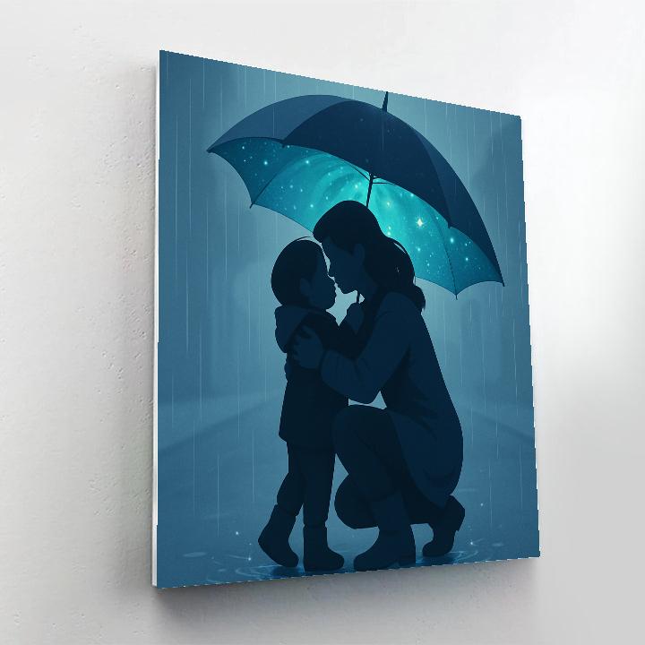 Rainy Day Umbrella Galaxy Hug painting number kit