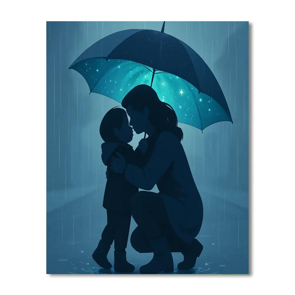 Rainy Day Umbrella Galaxy Hug painting number kit
