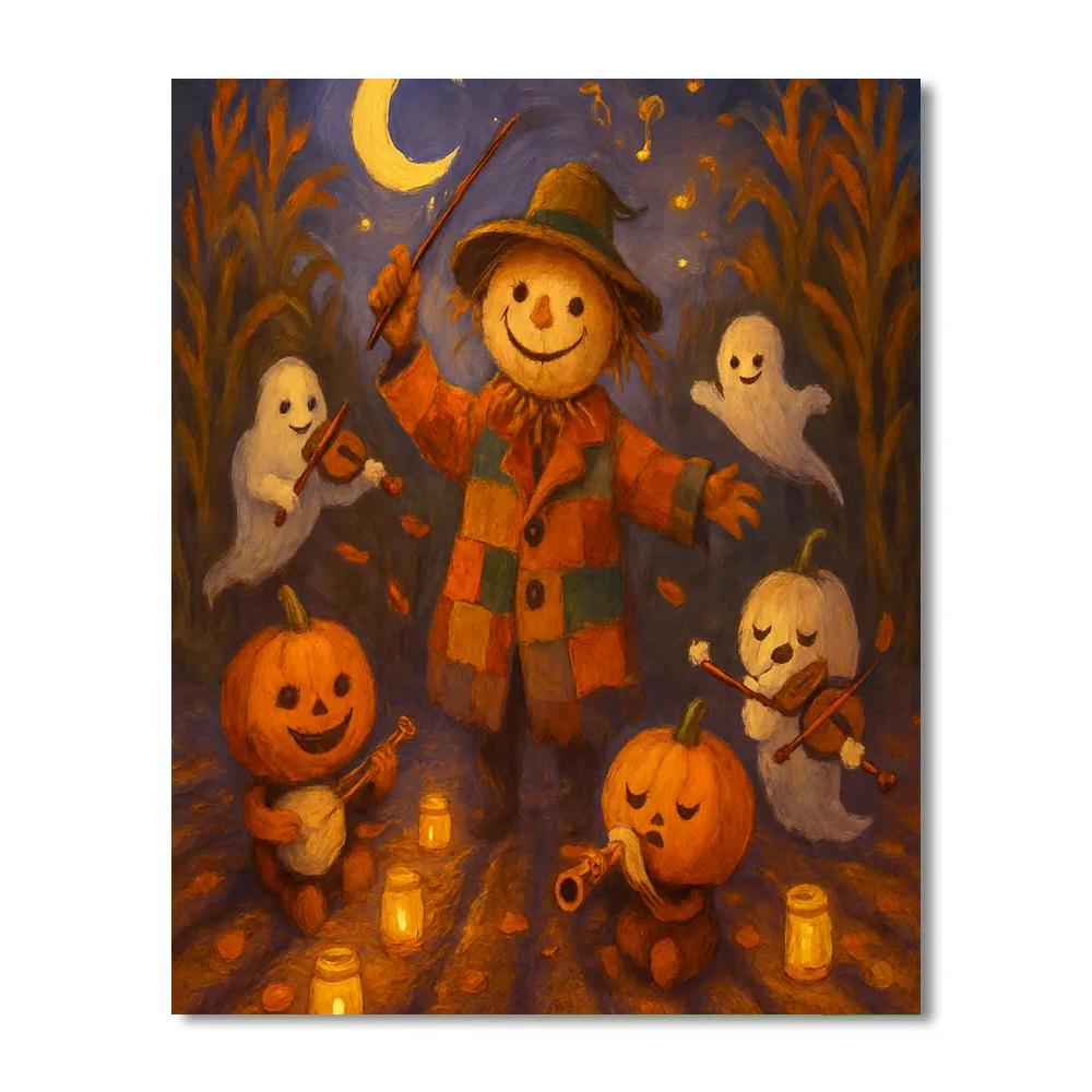 The Candlelit Scarecrow Orchestra painting number kit