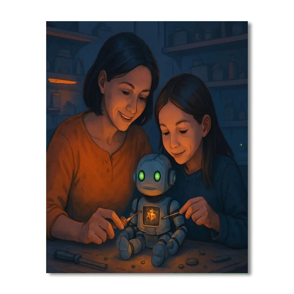 Robotic Toy Repair Teamwork paint by numbers