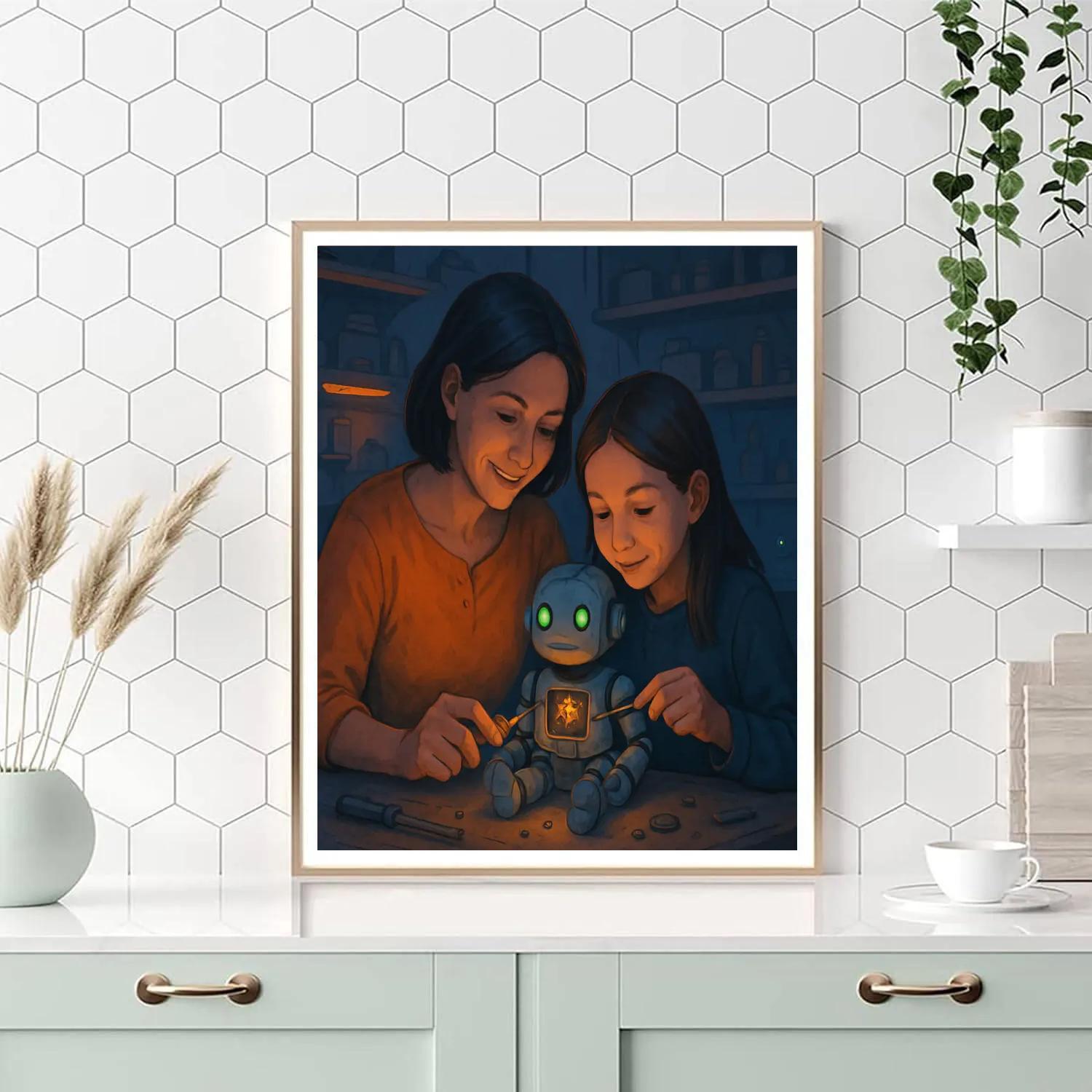 Robotic Toy Repair Teamwork paint by numbers