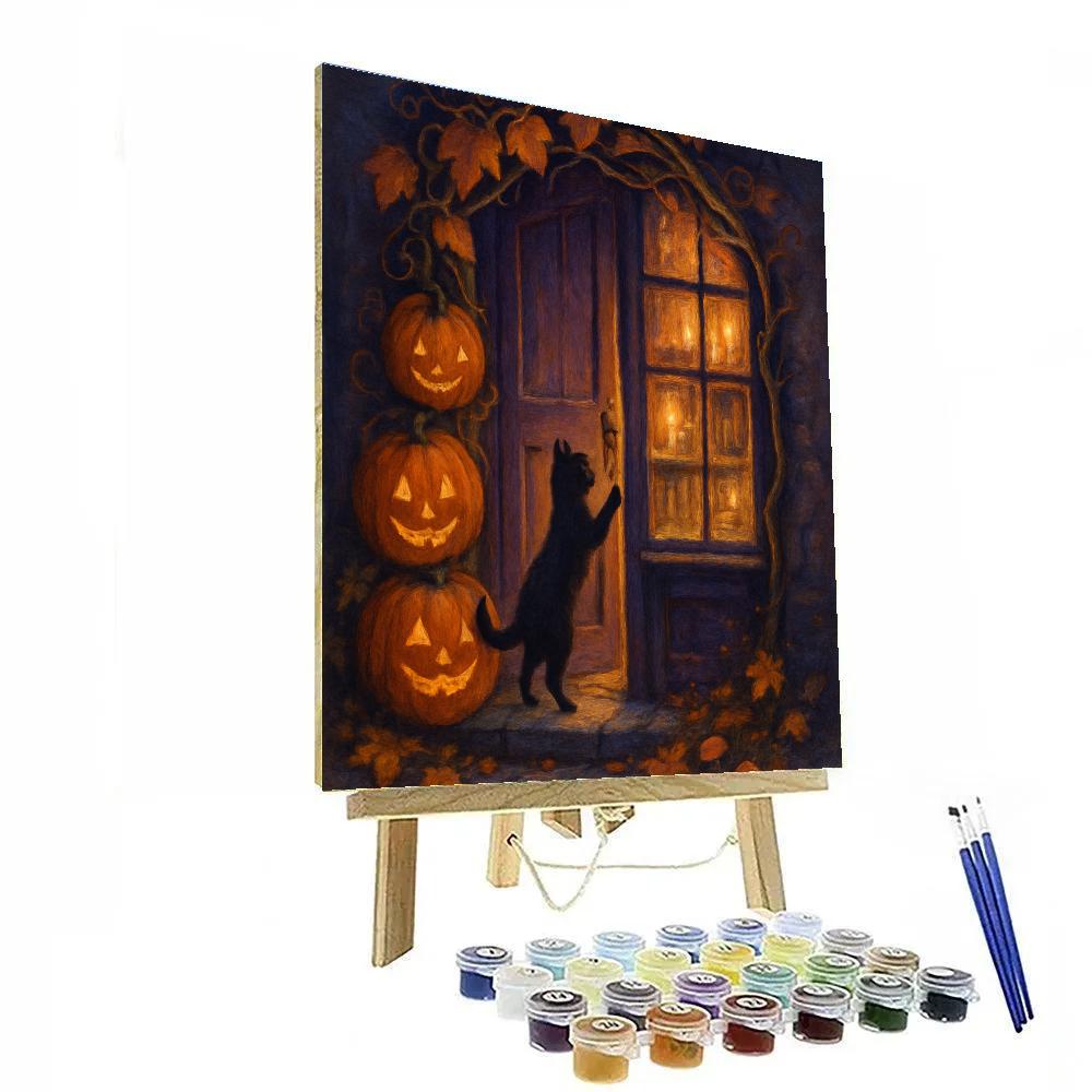 The Haunted Bookshop Under Pumpkin Vines painting number kit