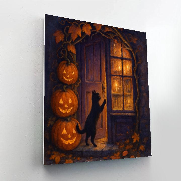 The Haunted Bookshop Under Pumpkin Vines painting number kit