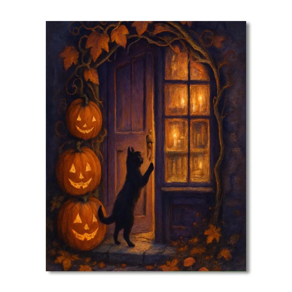 The Haunted Bookshop Under Pumpkin Vines painting number kit