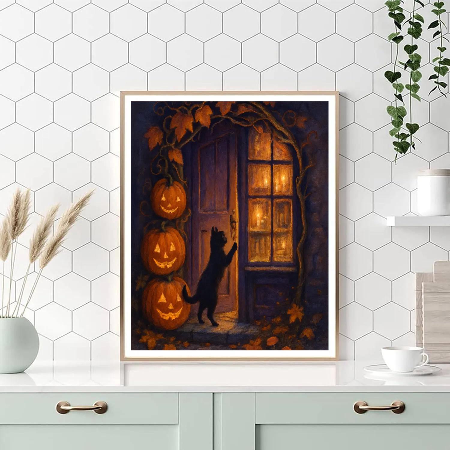 The Haunted Bookshop Under Pumpkin Vines painting number kit