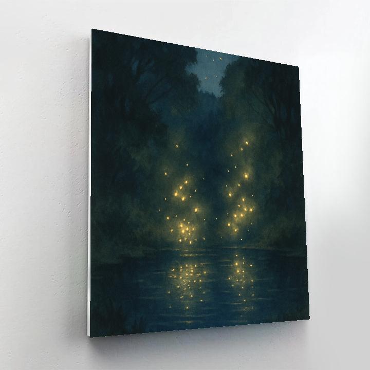Starlit Forest Pond With Firefly Glow DIY paint by numbers