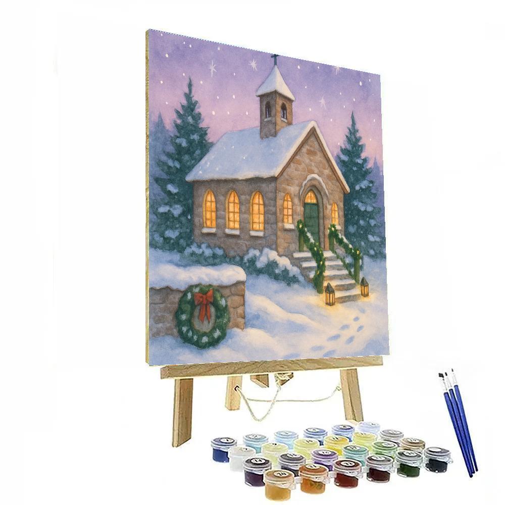 Twilight Church Bells And Snowy Steps painting number kit
