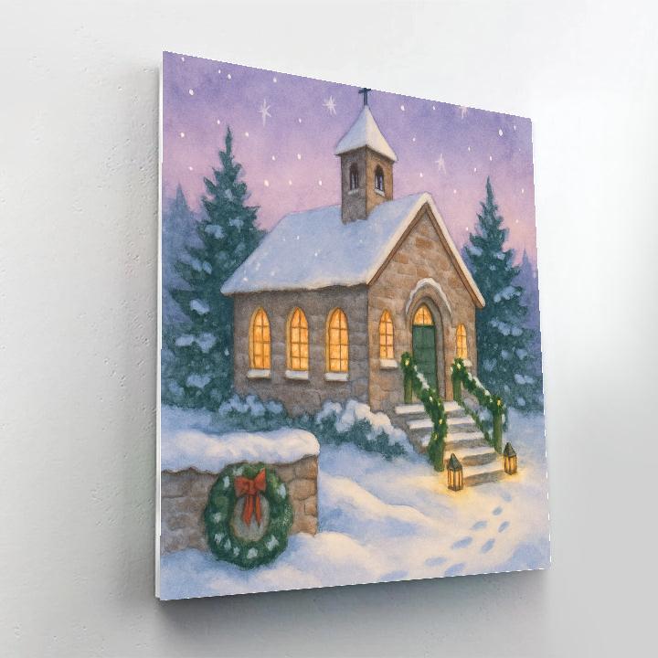 Twilight Church Bells And Snowy Steps painting number kit