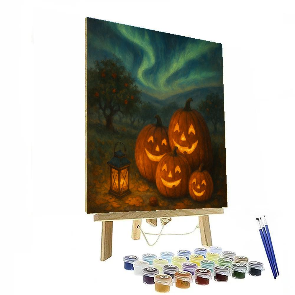 Pumpkin Patch Under The Aurora Veil DIY paint by numbers