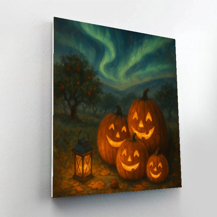 Pumpkin Patch Under The Aurora Veil DIY paint by numbers