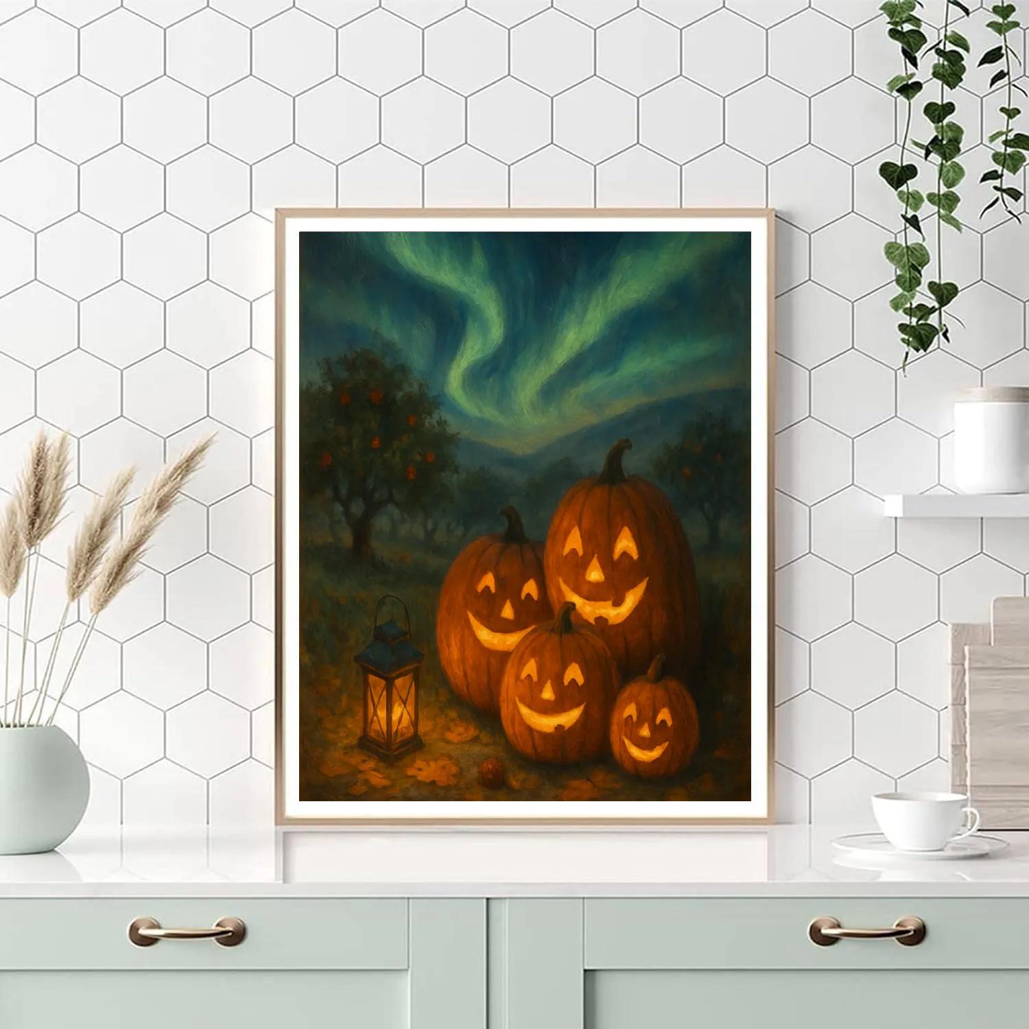 Pumpkin Patch Under The Aurora Veil DIY paint by numbers