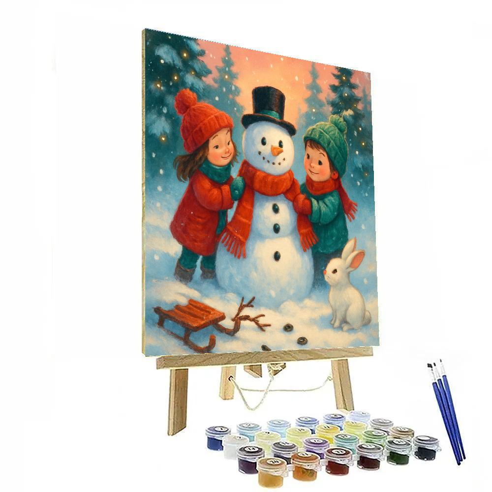 Snowman Workshop In A Pine Clearing paint by numbers