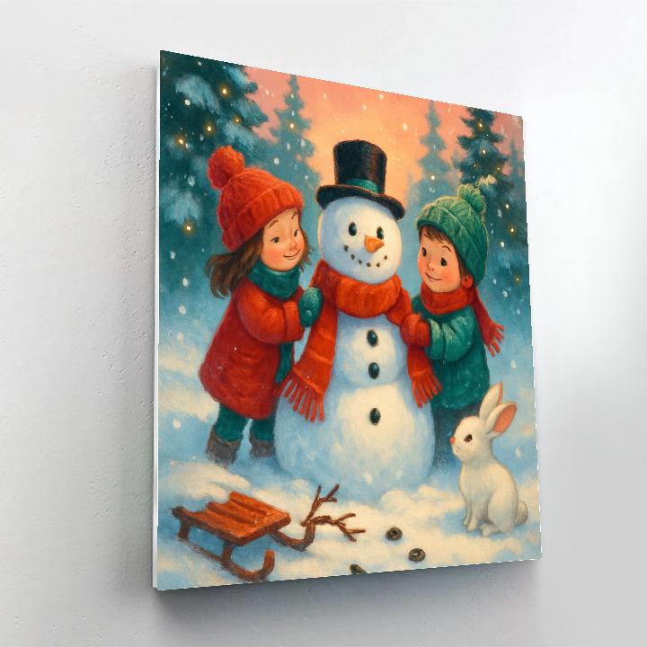Snowman Workshop In A Pine Clearing paint by numbers
