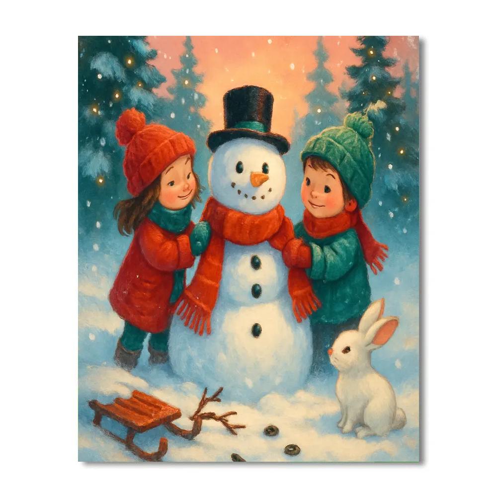 Snowman Workshop In A Pine Clearing paint by numbers