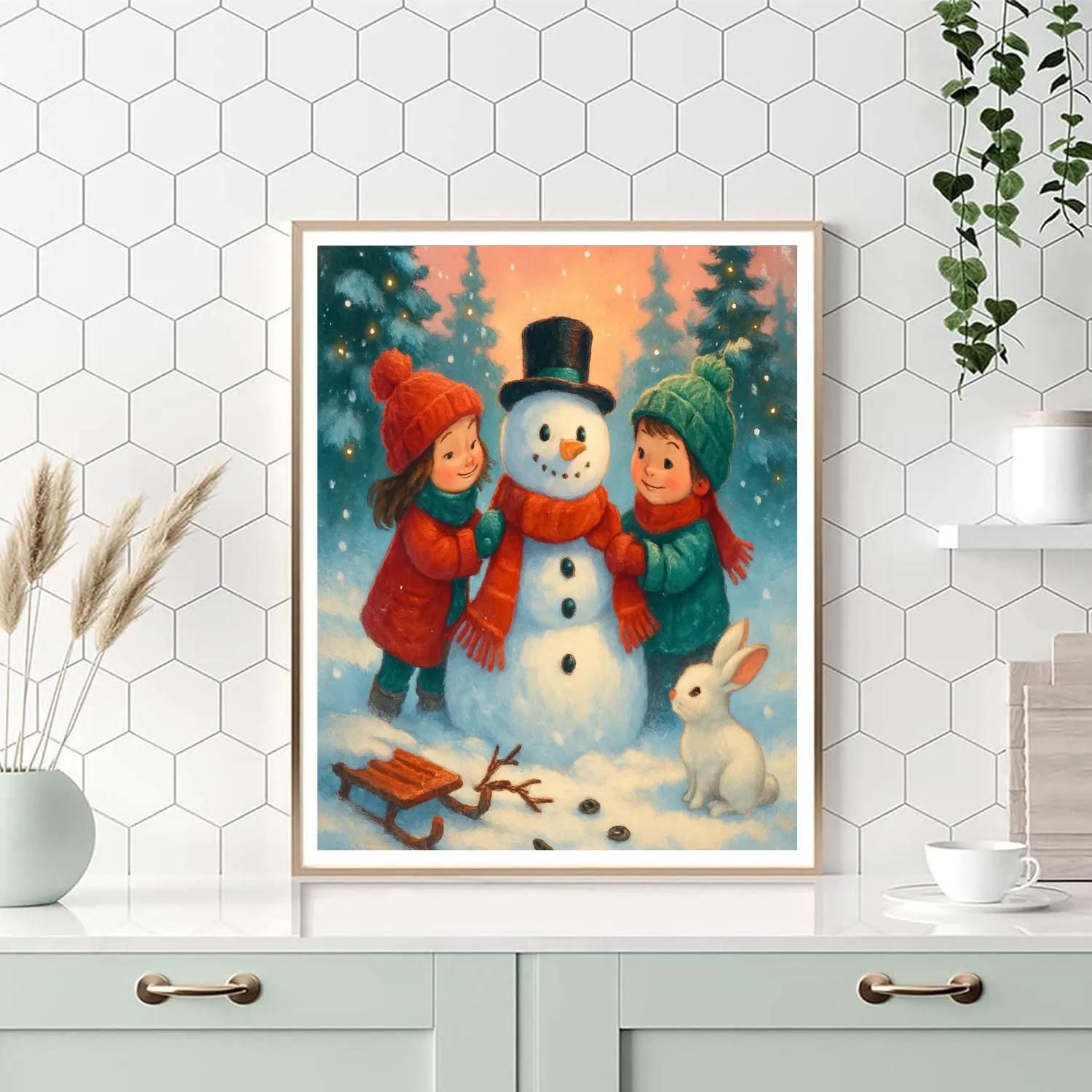 Snowman Workshop In A Pine Clearing paint by numbers