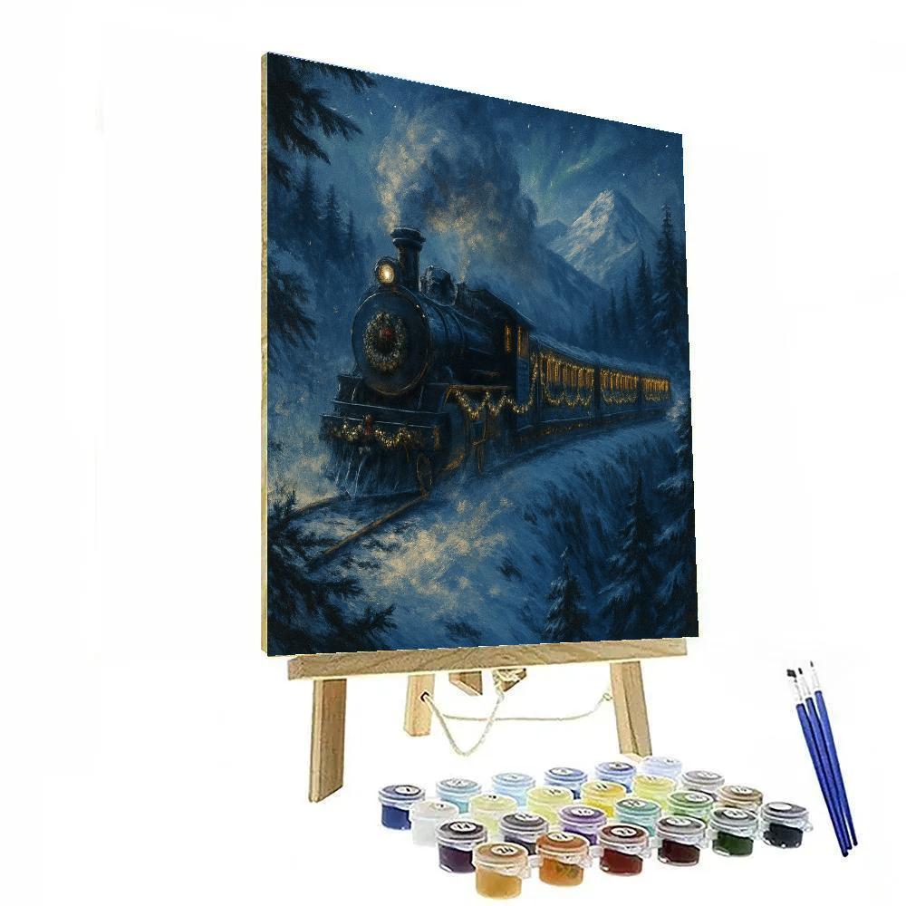 Evergreen Train Through The Mountain Pass Painting by numbers kit