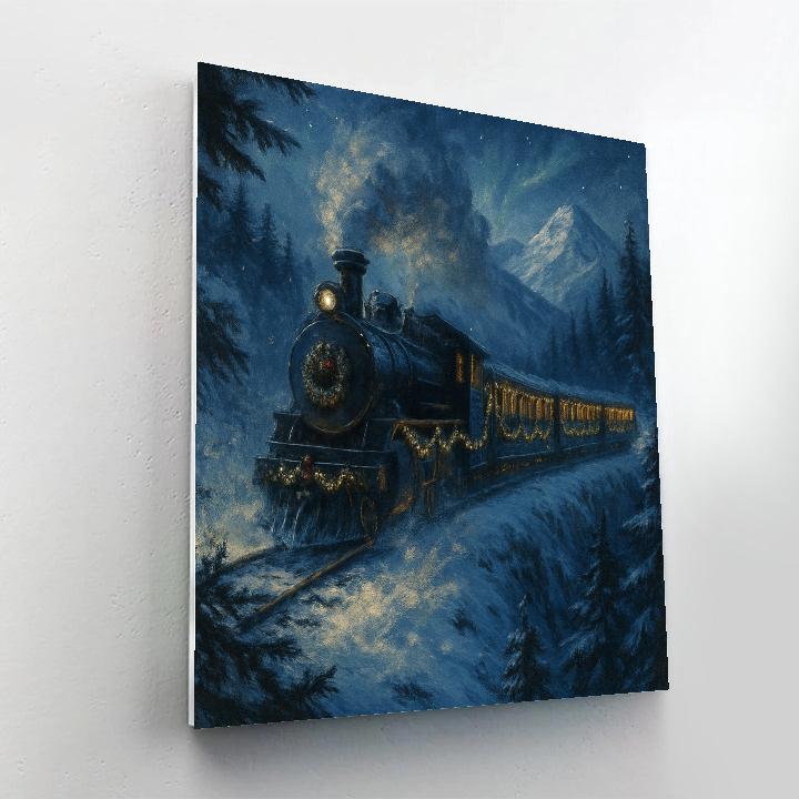 Evergreen Train Through The Mountain Pass Painting by numbers kit