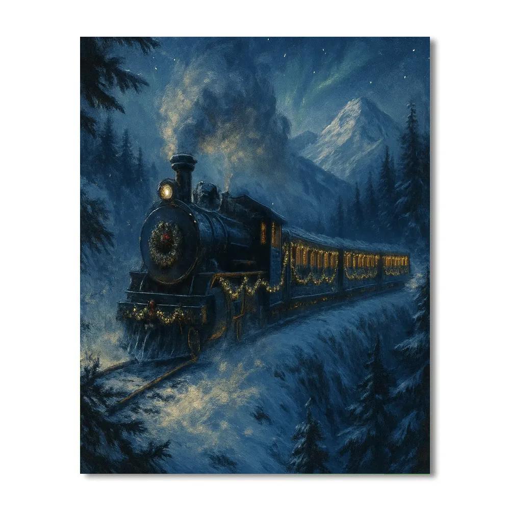 Evergreen Train Through The Mountain Pass Painting by numbers kit
