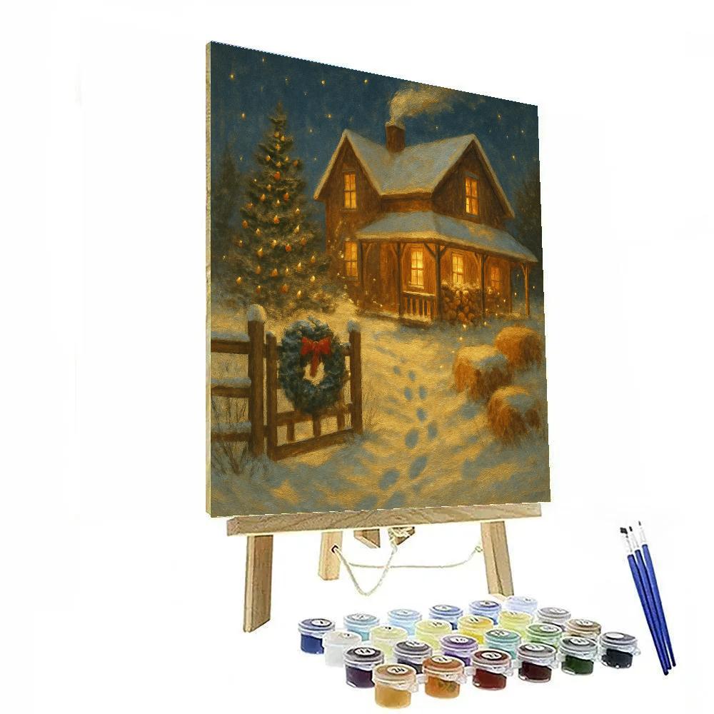 Snowy Farmhouse With Firefly Sparkle paint by color