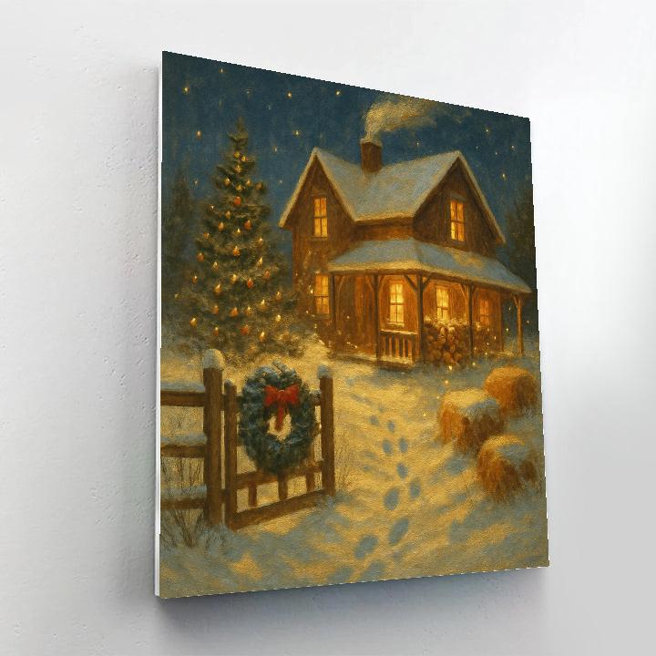 Snowy Farmhouse With Firefly Sparkle paint by color