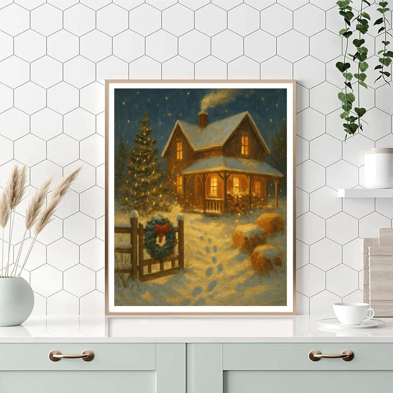 Snowy Farmhouse With Firefly Sparkle paint by color