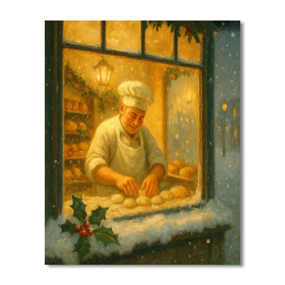 Baking Night In The Village Bakery Window DIY paint by numbers