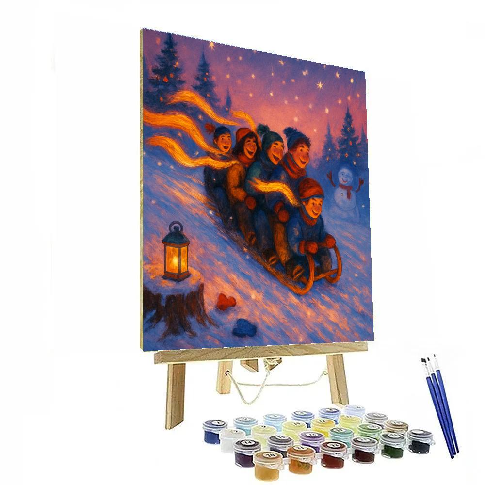 Sledding Hill With Ribbon Like Light Trails Paint by numbers art
