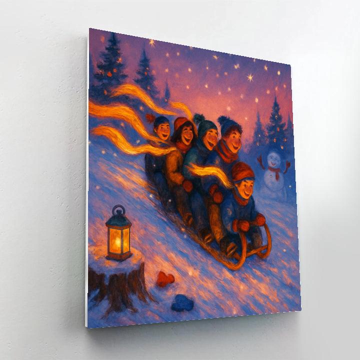Sledding Hill With Ribbon Like Light Trails Paint by numbers art
