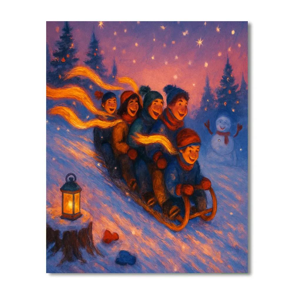 Sledding Hill With Ribbon Like Light Trails Paint by numbers art