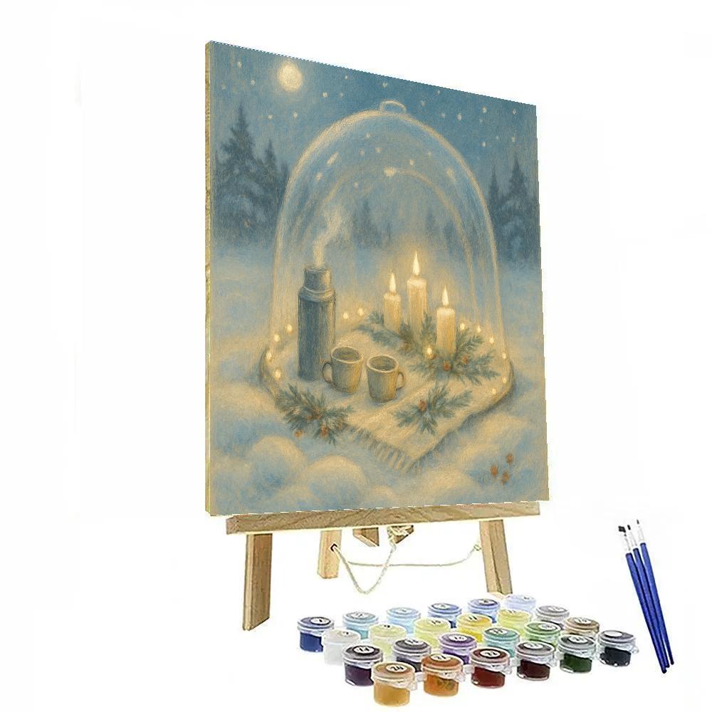 Winter Picnic Under A Starry Glass Dome Numbered painting kits