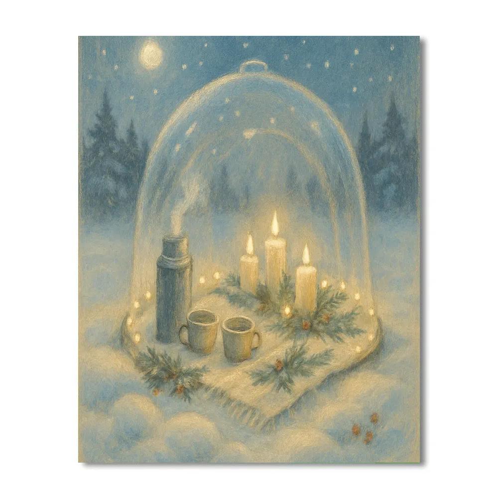 Winter Picnic Under A Starry Glass Dome Numbered painting kits
