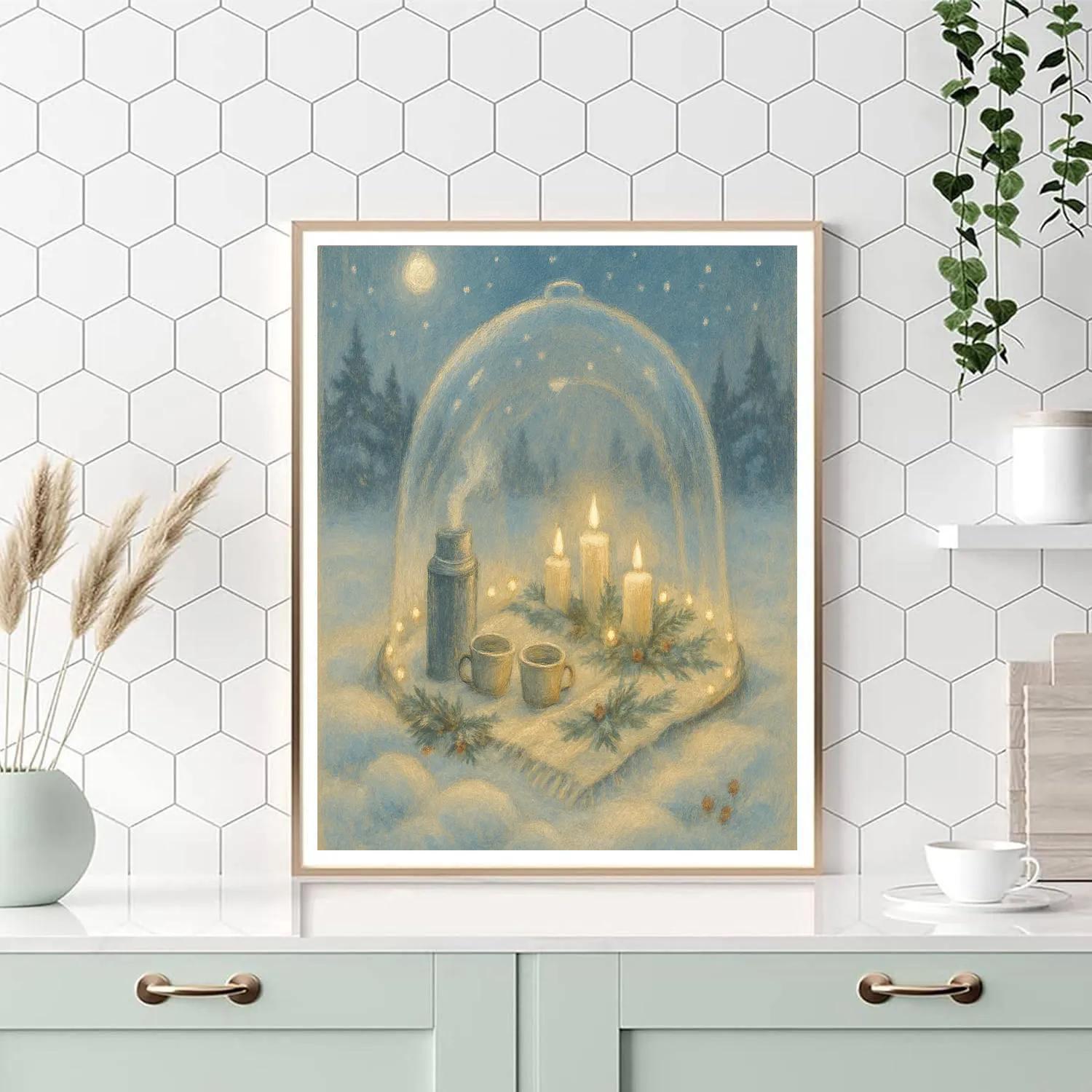 Winter Picnic Under A Starry Glass Dome Numbered painting kits
