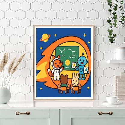 Comet Classroom With Astro Fox Paint by numbers kits