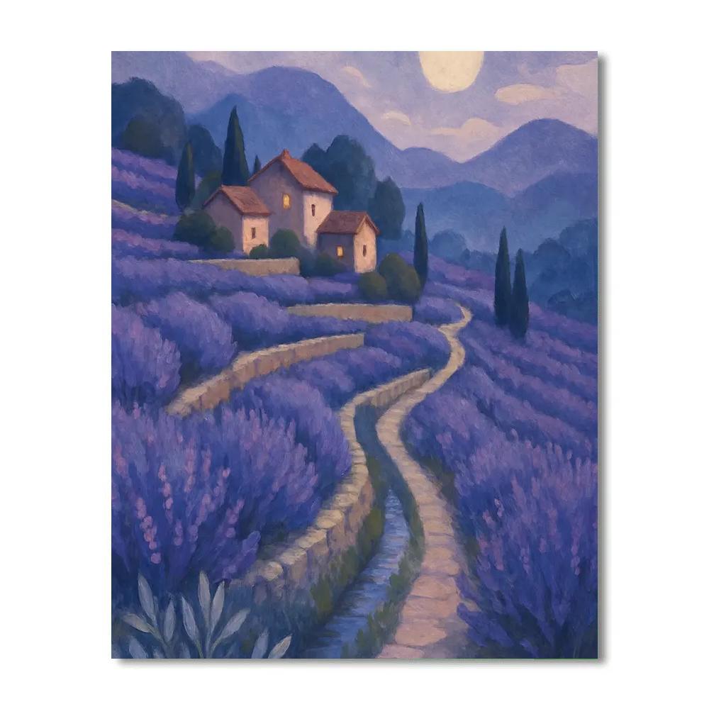 Moonlit Terraces Of The Lavender Highlands Paint by numbers art