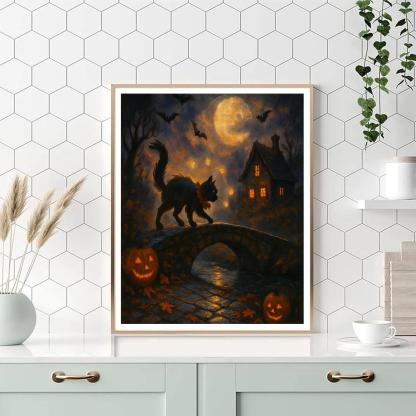 Lantern Wisp Crossing At Hollow Bridge painting number kit