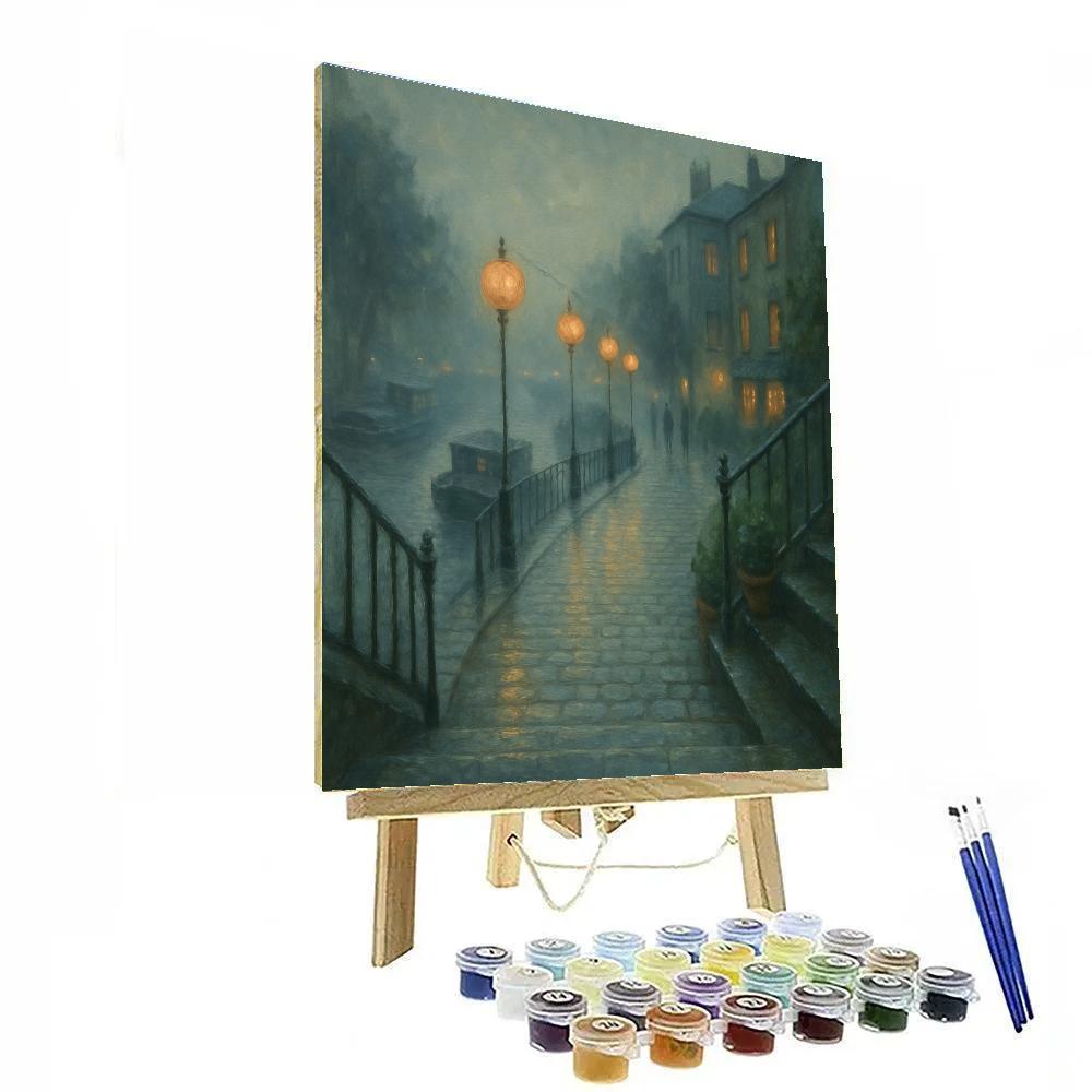 Lantern Mist Along The Riverside Steps Painting by numbers kit