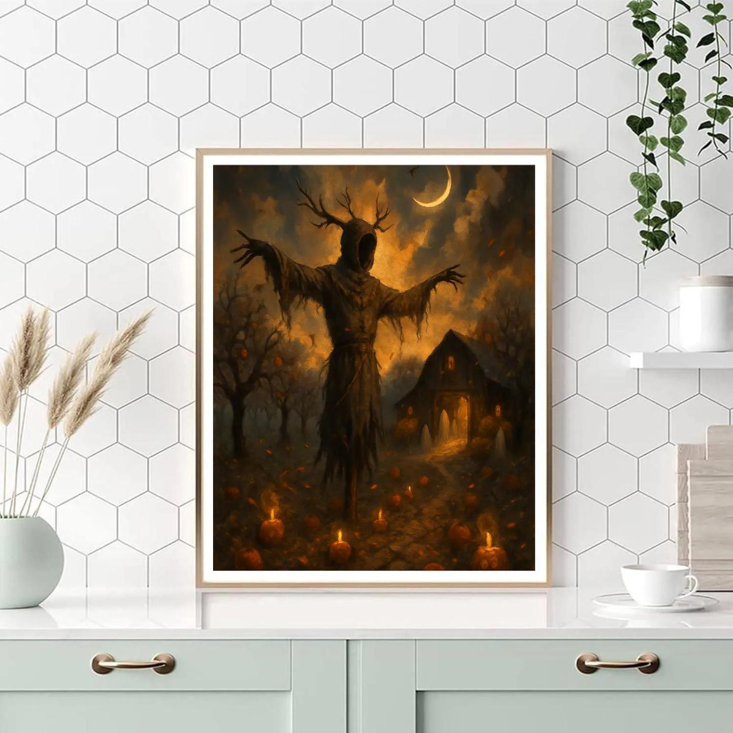 Scarecrow Sentinel Of The Ember Orchard DIY paint by numbers