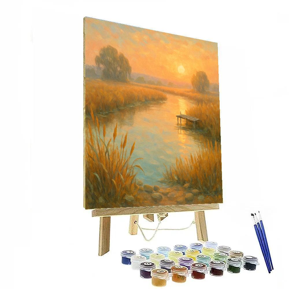 Sunrise Reed Marsh With Glassy River Bend Numbered painting kits