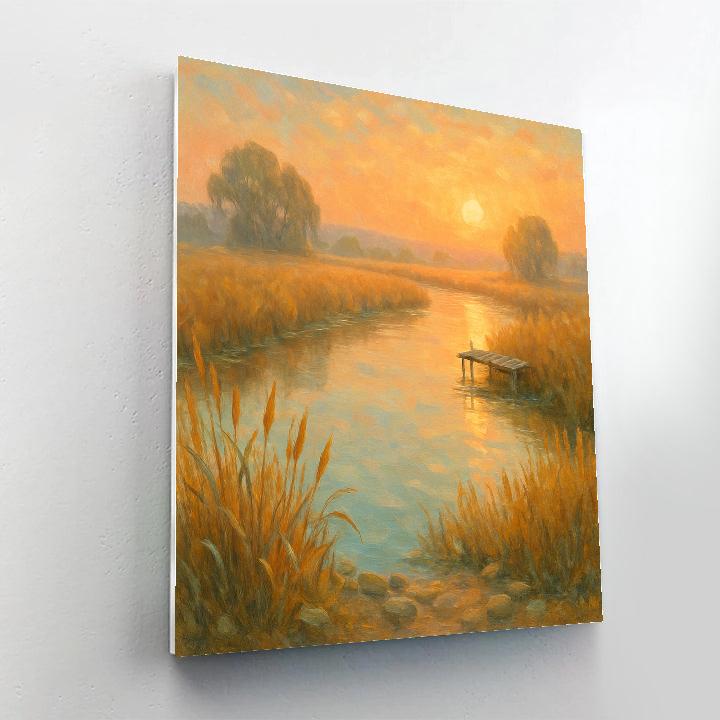 Sunrise Reed Marsh With Glassy River Bend Numbered painting kits