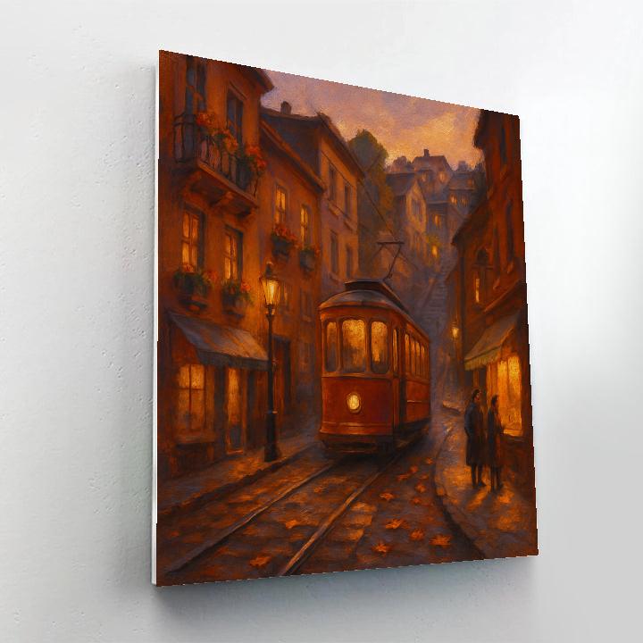Autumn Tram Through The Hillside Quarter Numbered painting kits