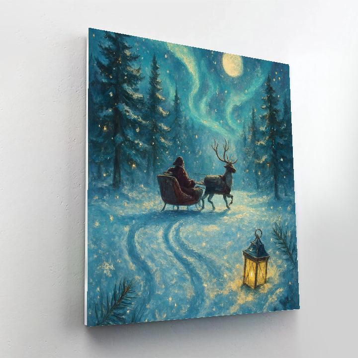 Aurora Sleigh Tracks Through Pine Shadows Paint by numbers kits
