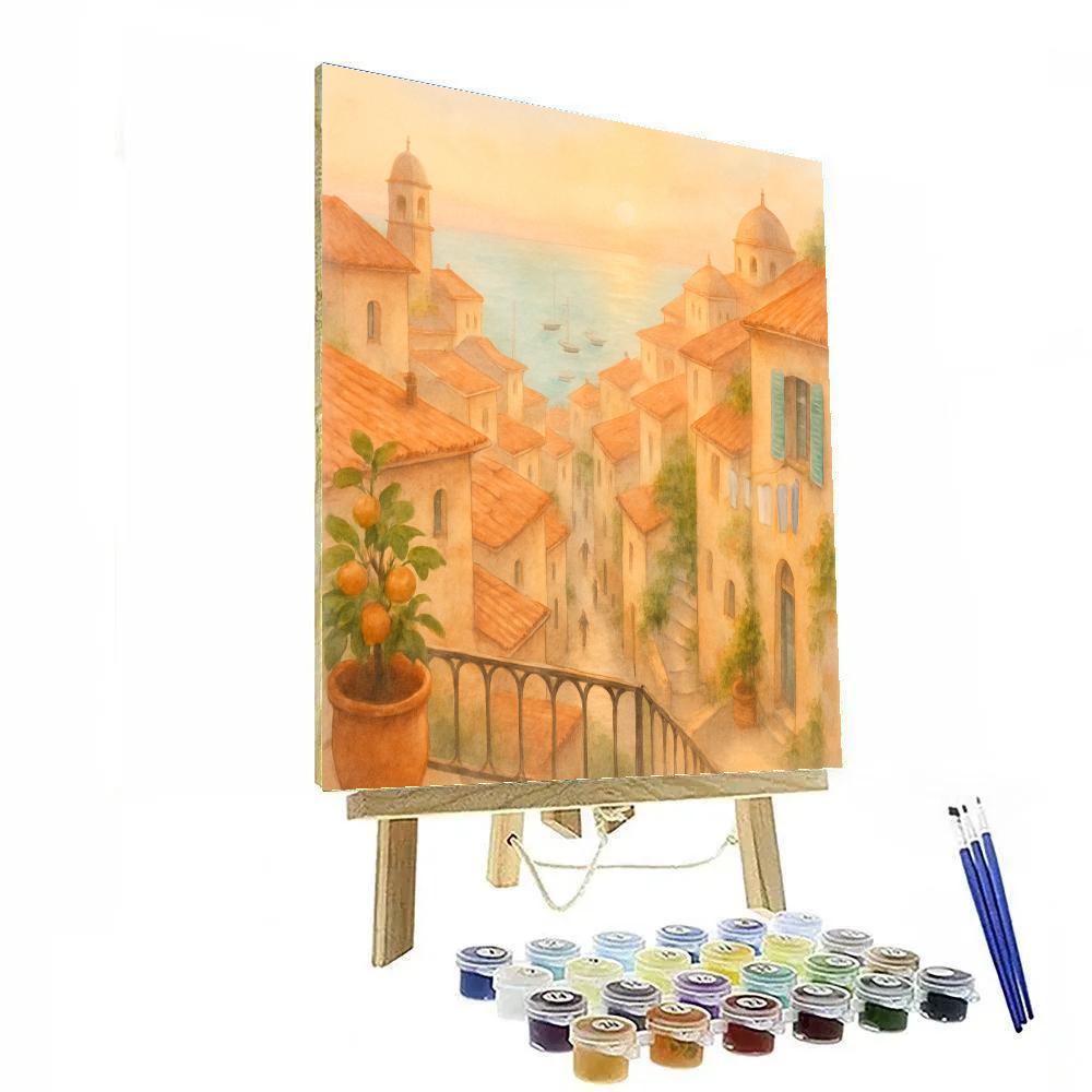 Coastal Mosaic Rooftops At Peach Dawn Paint by numbers kits
