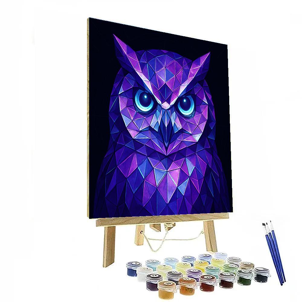 Chromatic Geode Owl Number painting