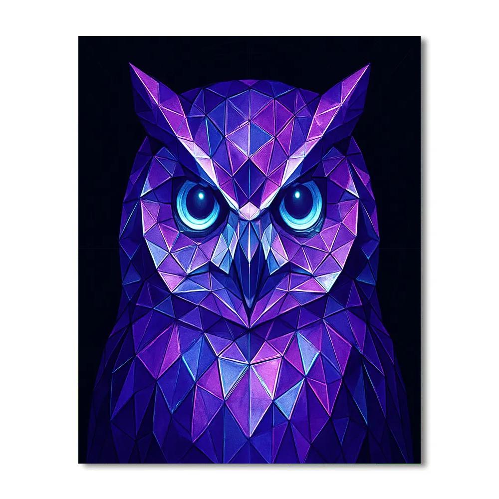 Chromatic Geode Owl Number painting