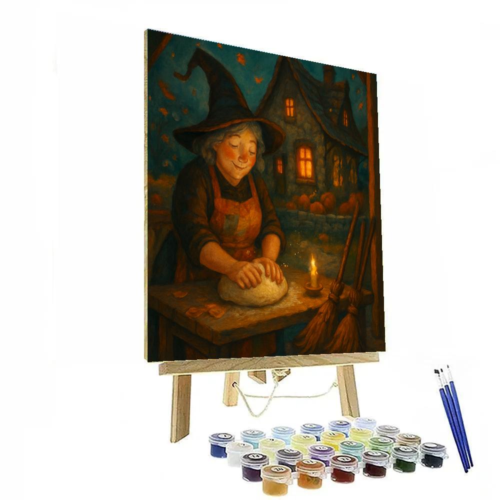 Witch Cottage Bread And Broomsticks DIY paint by numbers