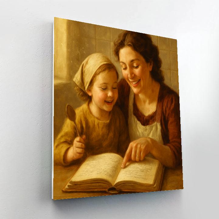 Mother And Child Sharing A Secret Recipe Journal painting number kit