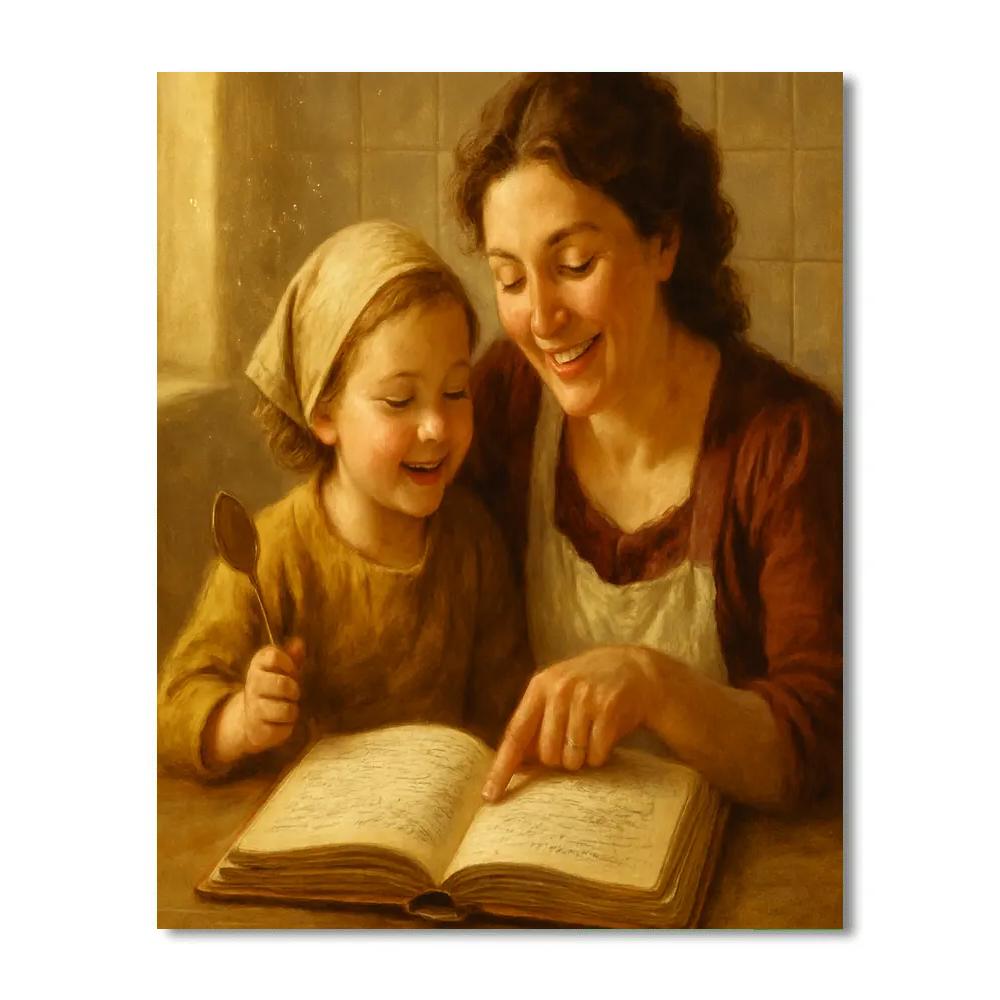 Mother And Child Sharing A Secret Recipe Journal painting number kit