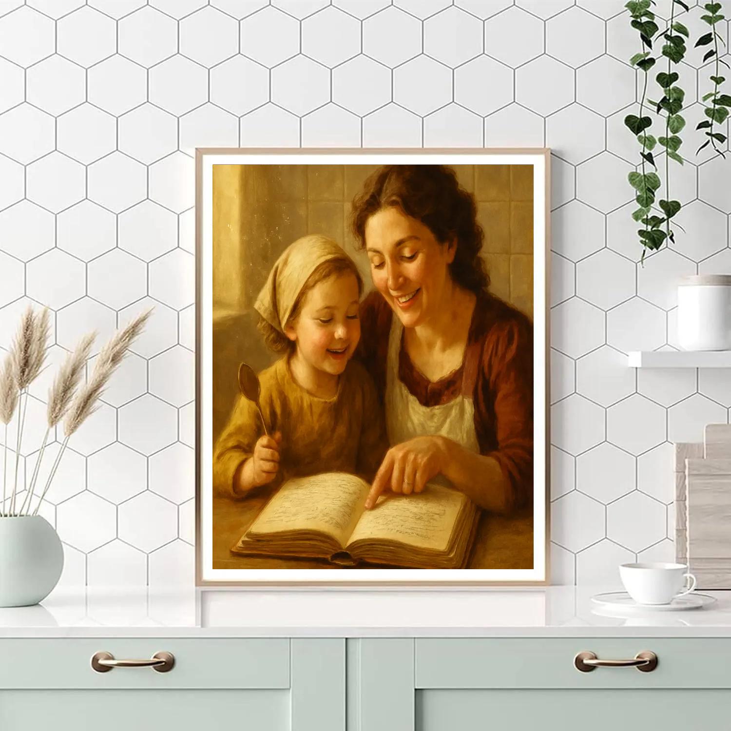 Mother And Child Sharing A Secret Recipe Journal painting number kit